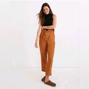 Madewell Rust Paperbag Waist Cropped Pants